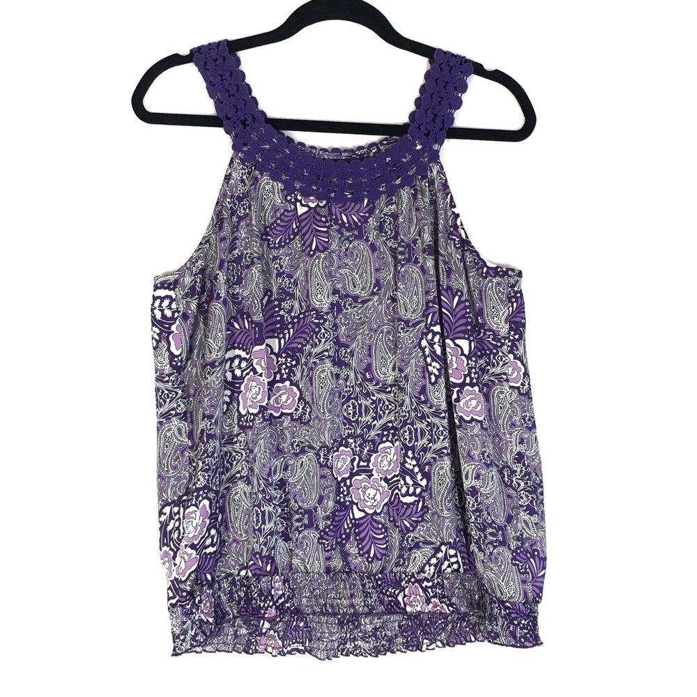 Apt. 9 Purple Paisley Patterned Sleeveless Blouse, Petite Large - Picture 4 of 13